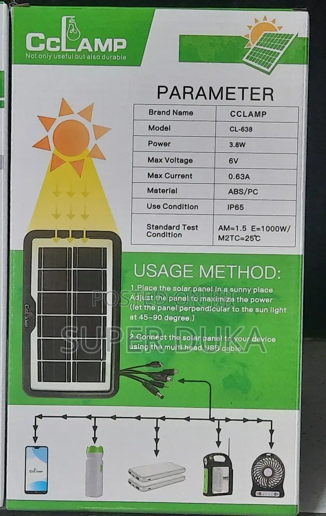 Durable Mobile Charging 6v 3.8w Solar Panel.Cclamp Cl 638 Charger