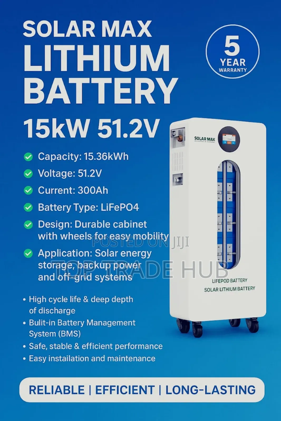 Solar Max Lifepo4 Lithium Solar Battery 51.2v 15kwh (300ah)