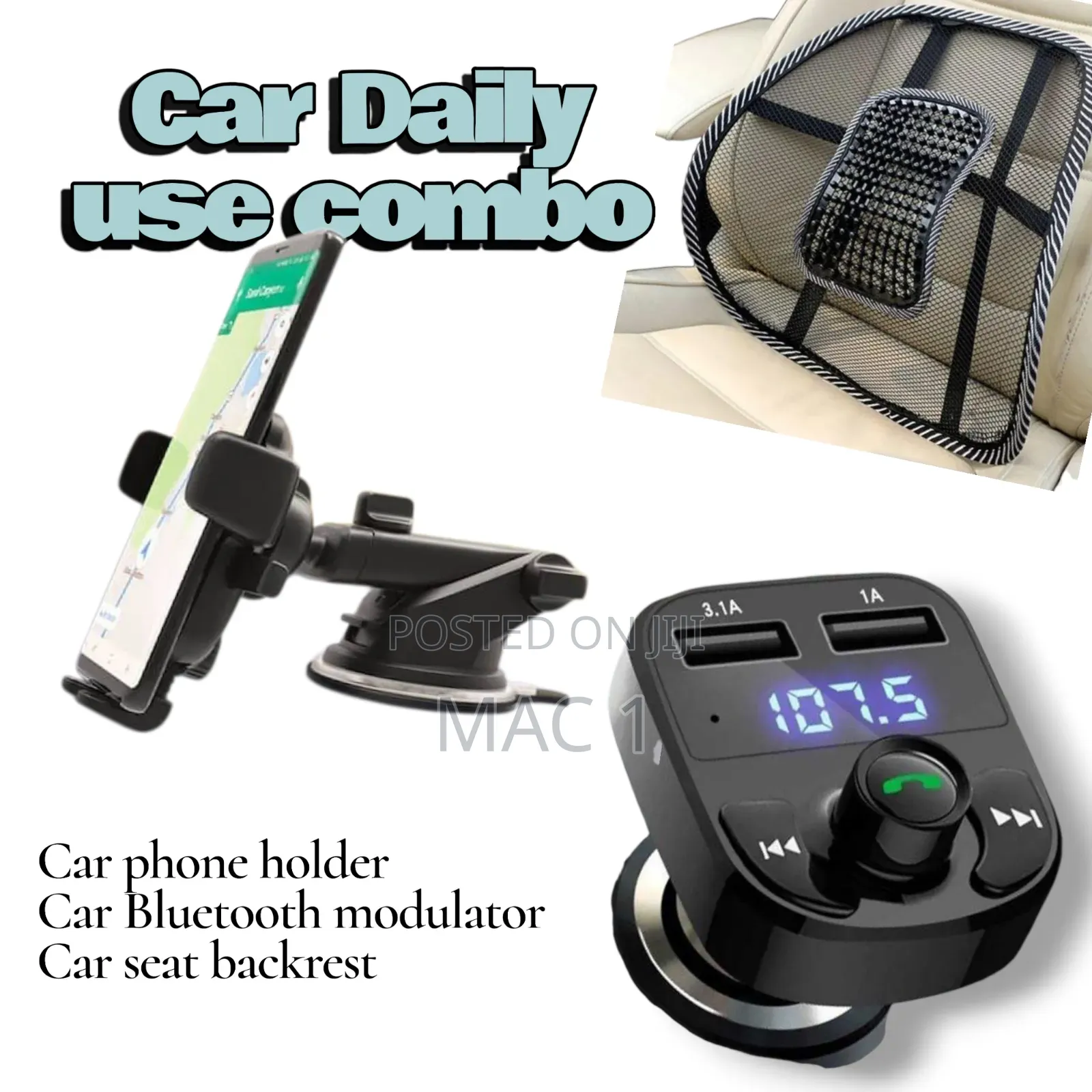 Drivers Daily Use Combo ,Car Phone Holder Bluetooth Modulator Backrest