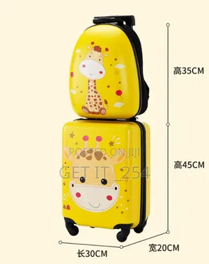 *2 In 1 Cartoon Themed Kids Trolley Suitcase With Backpack