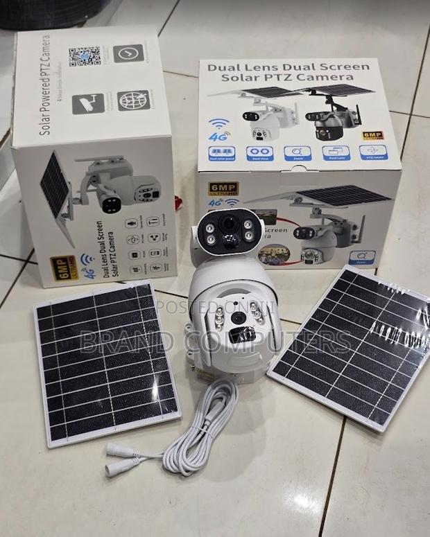 4g Simcard 6mp Ubox Dual Lens Dual Screen Solar PTZ Camera