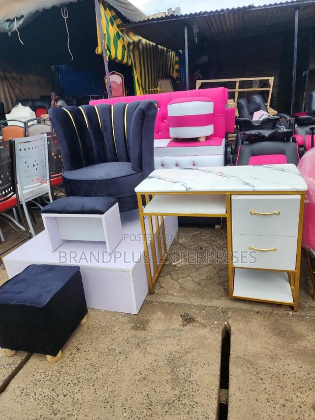 Executive Pedicure Seat and Marble Manicure Table - main view