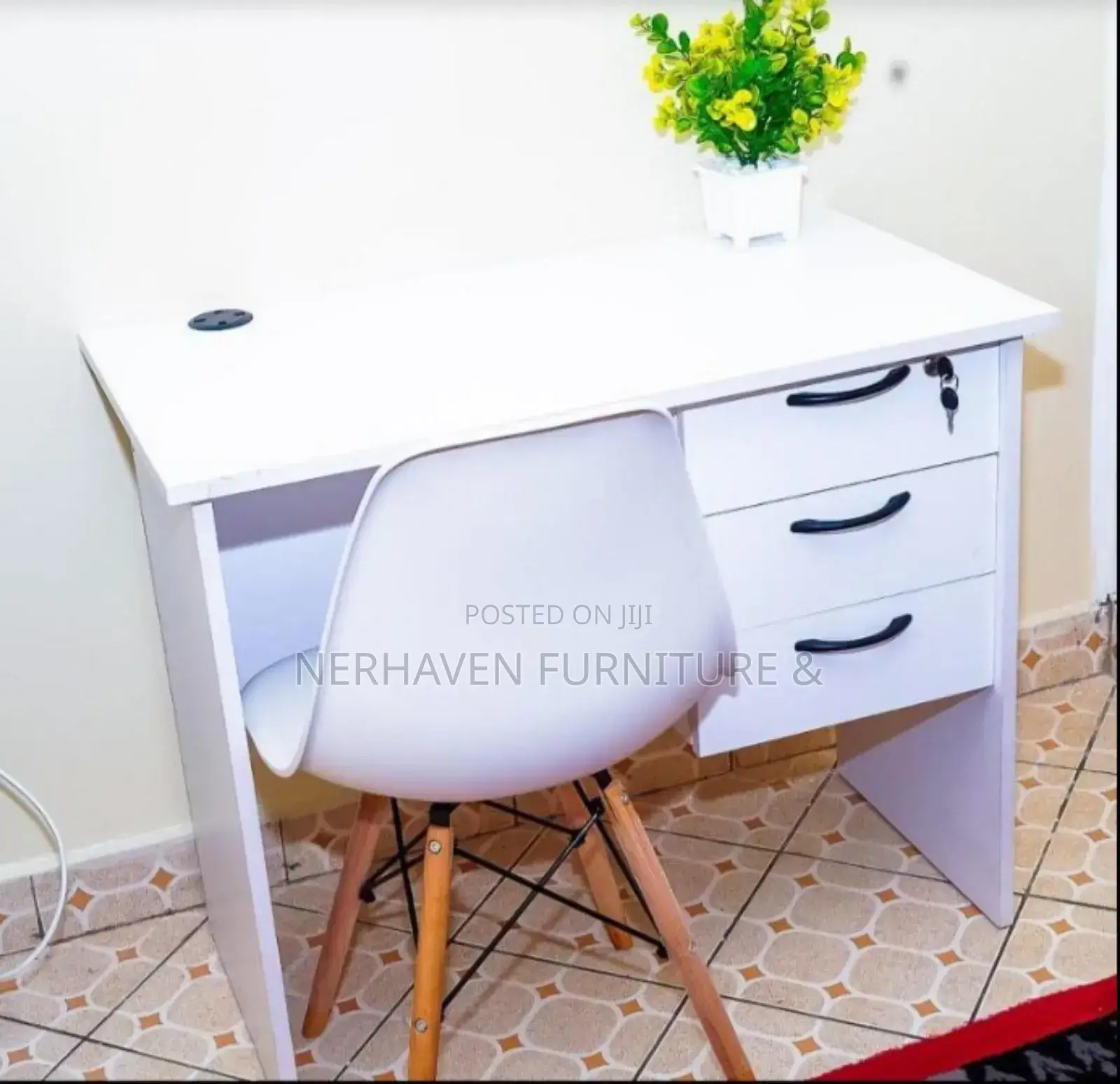 Study Office Desk - All White