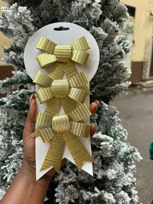 3 Pc Gold Christmas Bow Set