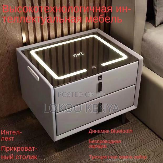 Bedside Cabinet; Wooden Modern Wireless Lighted Bedside Drawer - thumbnail 7