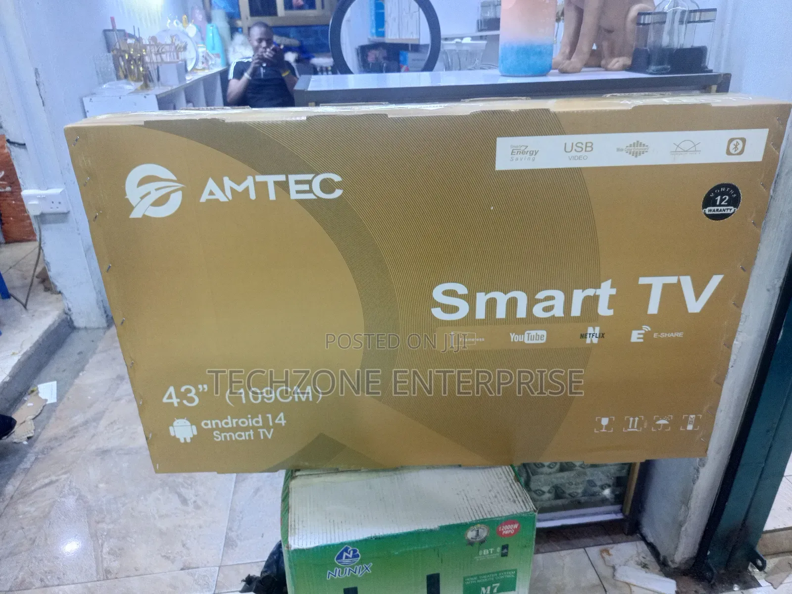 Amtec 43 Inches Smart Android Flameless Tv