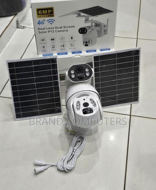 Simcard 4g 6mp Ubox Dual Lens Dual Screen Solar PTZ Camera Color Visio