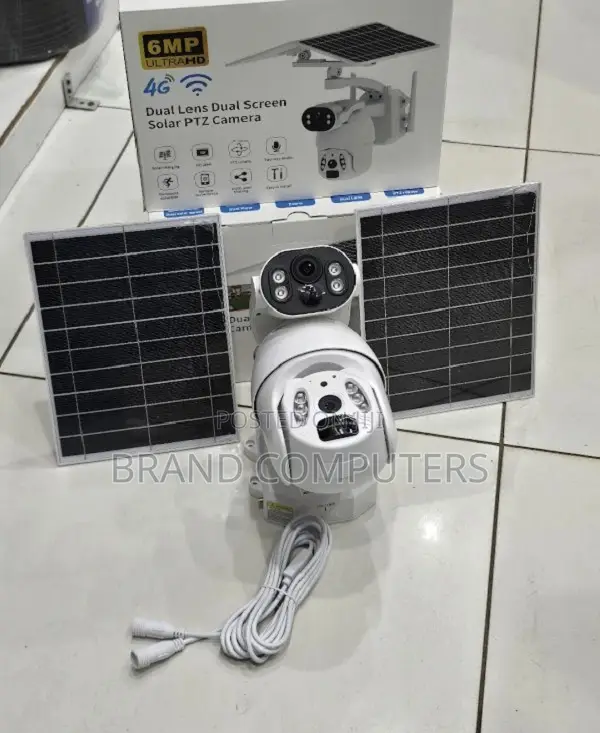 Simcard 4g 6mp Ubox Dual Lens Dual Screen Solar PTZ Camera Color Visio
