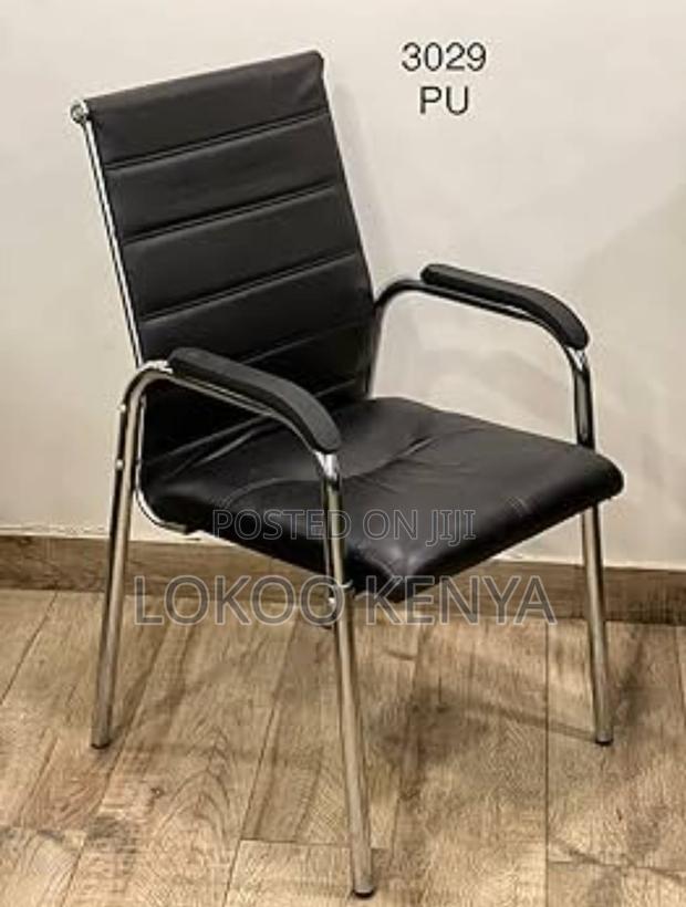 Office Chair; New Imported Leather Visitor's Waiting Office Chair - thumbnail 3