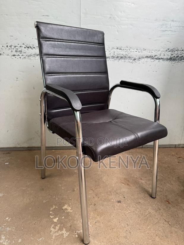 Office Chair; New Imported Leather Visitor's Waiting Office Chair - thumbnail 4