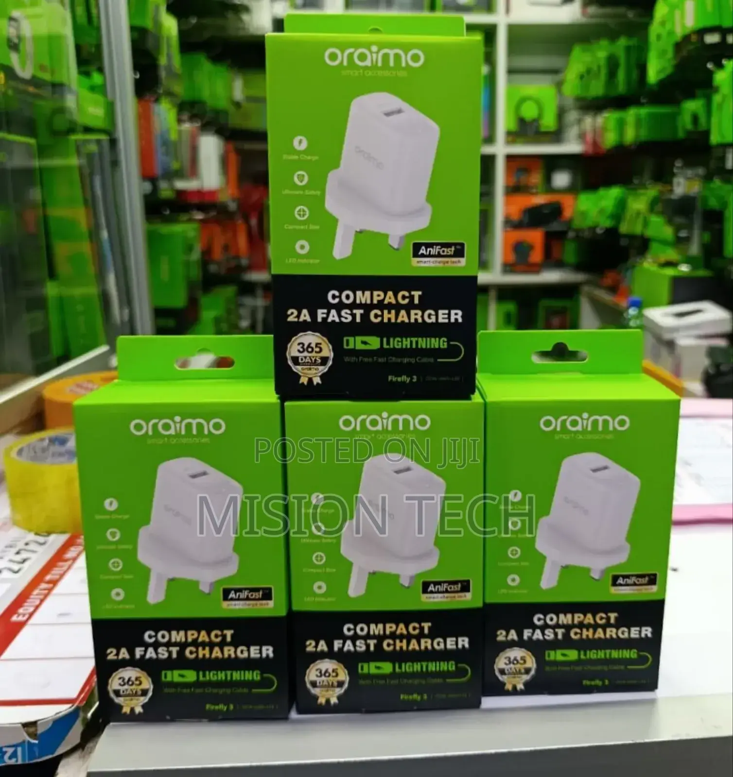 Oraimo Compact 2a Fast Charger With Lightning Cable 