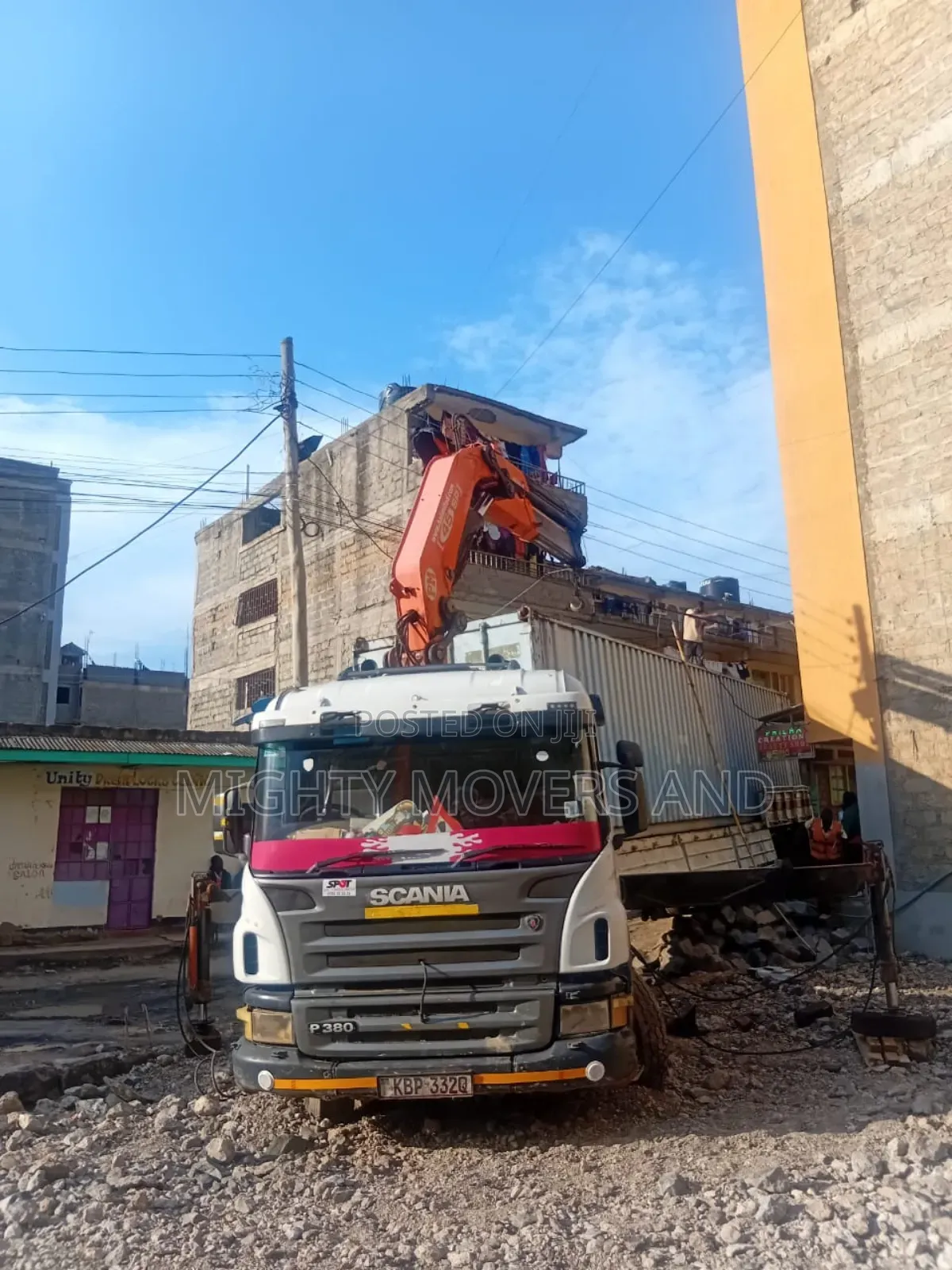 Trailers With Cranes Are Available for Lifting and Logistics Services