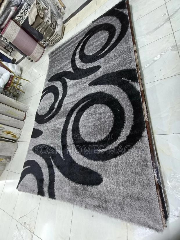 Grey and Black Turkish Soft Carpets - main view