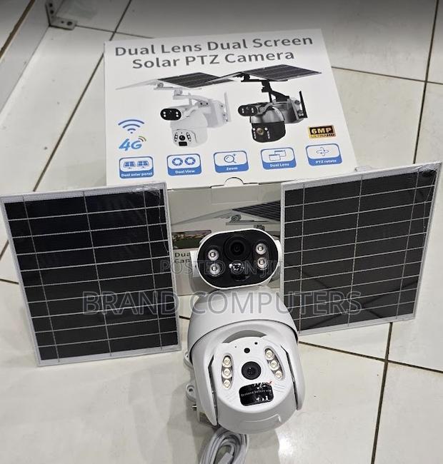 4g 6mp Ubox Dual Lens Dual Screen Solar PTZ Camera With Simcard Slot