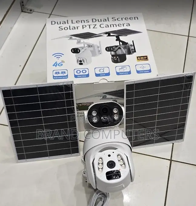 4g 6mp Ubox Dual Lens Dual Screen Solar PTZ Camera With Simcard Slot