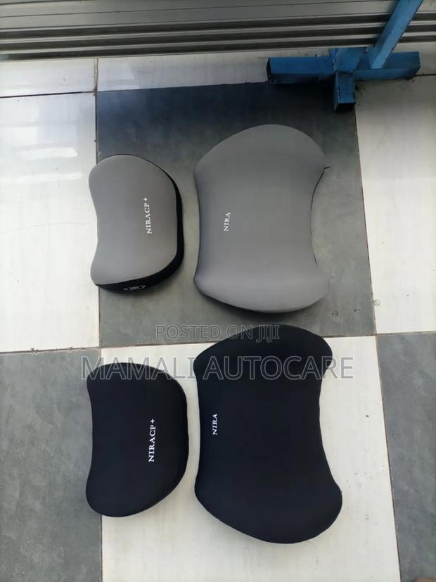 Car Back and Head Support Cushion Pair – Black Grey Colors - main view