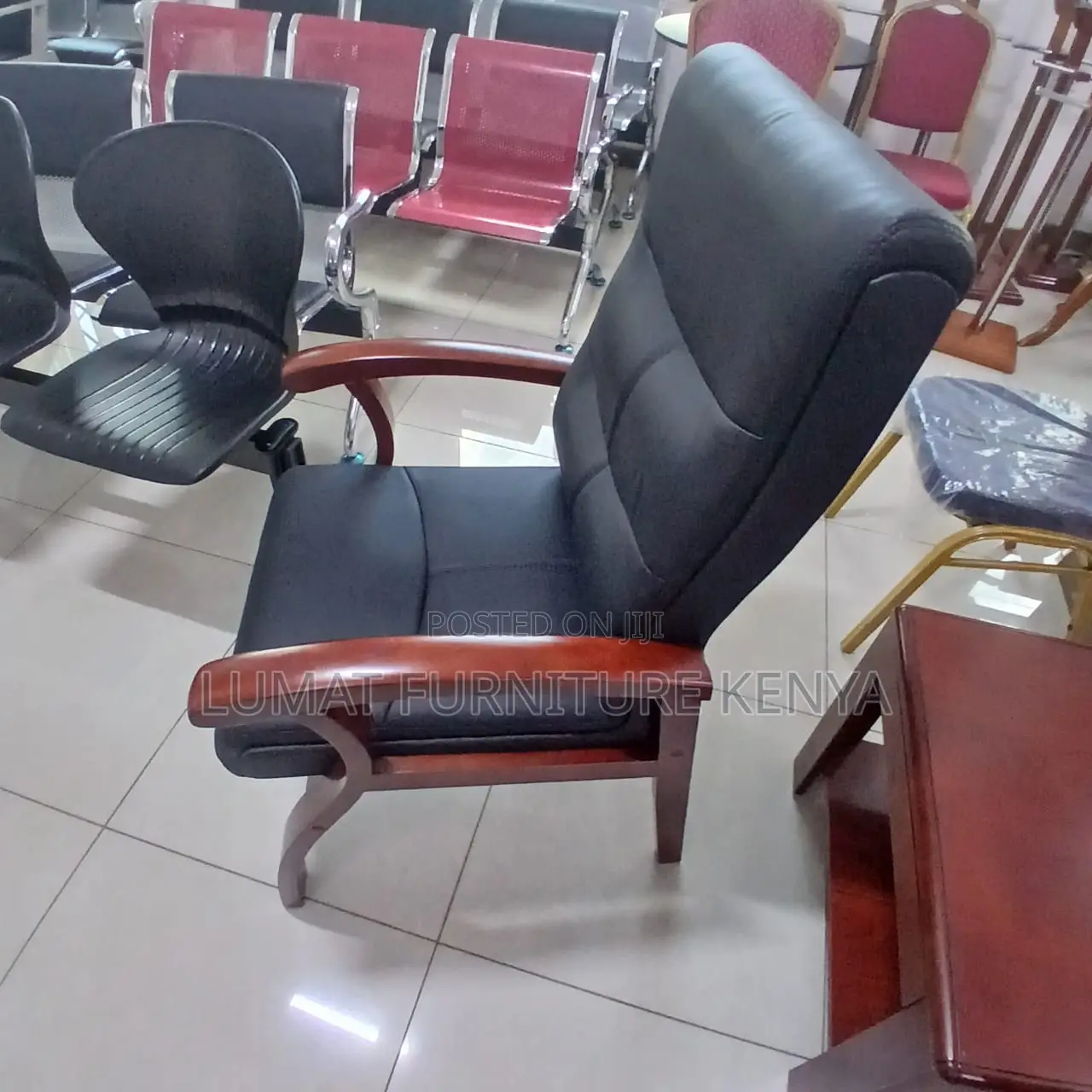 Polished Wood Office Seat