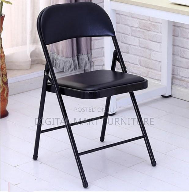 Office Chair: Foldable Black Pure Leather Chair