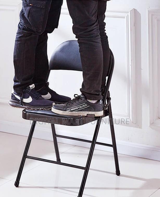 Office Chair: Foldable Black Pure Leather Chair - thumbnail 3