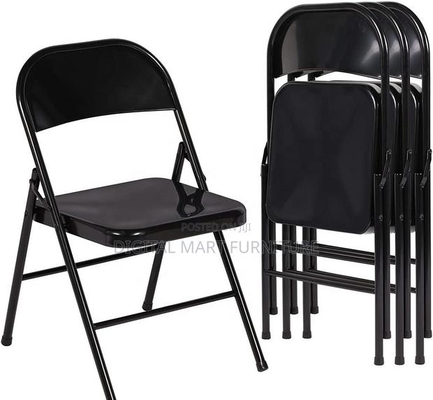 Office Chair: Foldable Black Pure Leather Chair - thumbnail 4