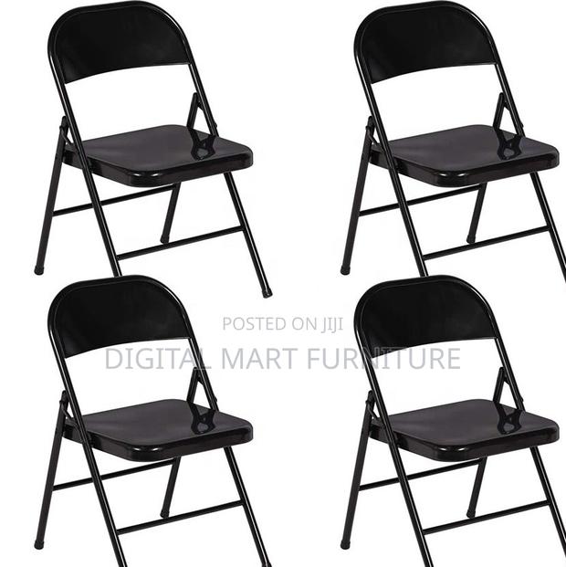 Office Chair: Foldable Black Pure Leather Chair - thumbnail 5