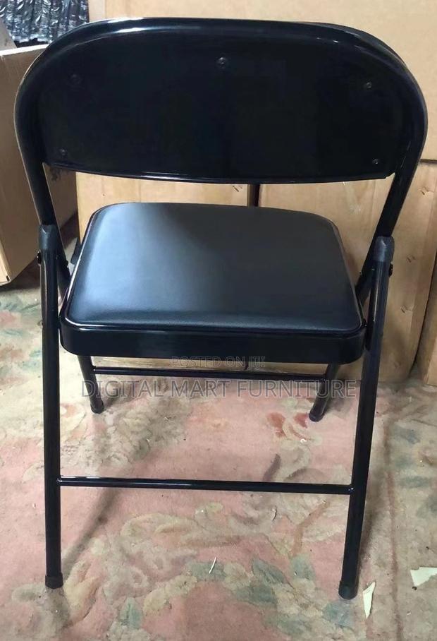 Office Chair: Foldable Black Pure Leather Chair - thumbnail 7