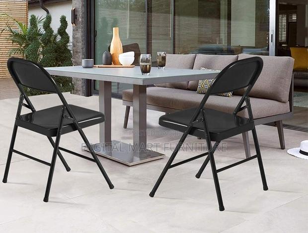 Office Chair: Foldable Black Pure Leather Chair - thumbnail 8