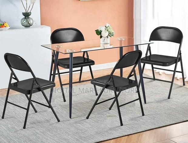 Office Chair: Foldable Black Pure Leather Chair - thumbnail 9