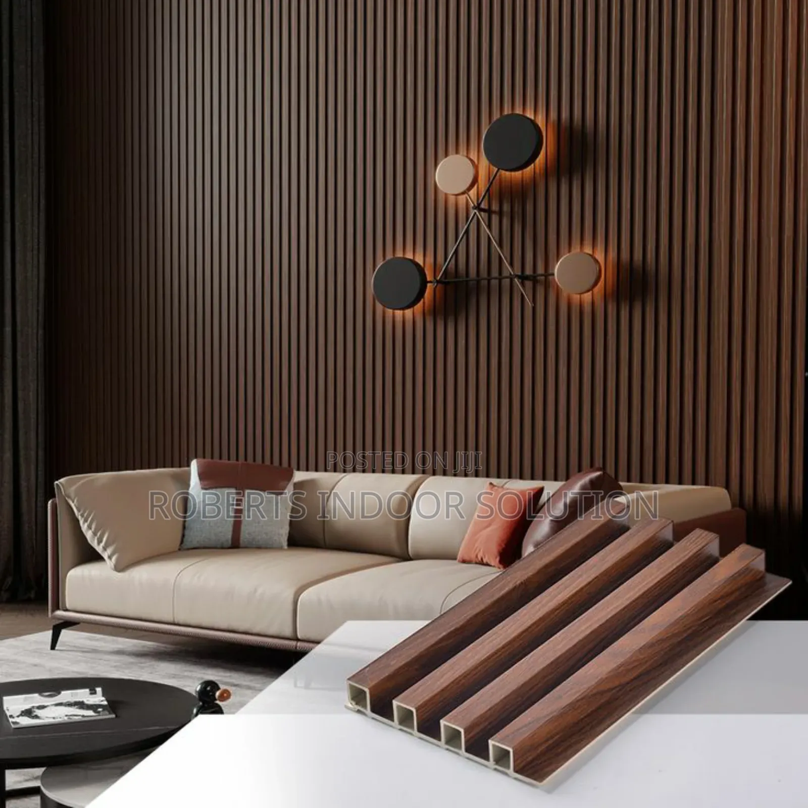 Classic Brown Fluted Wall Panel 0.16x2.9 Meters Uses Glue