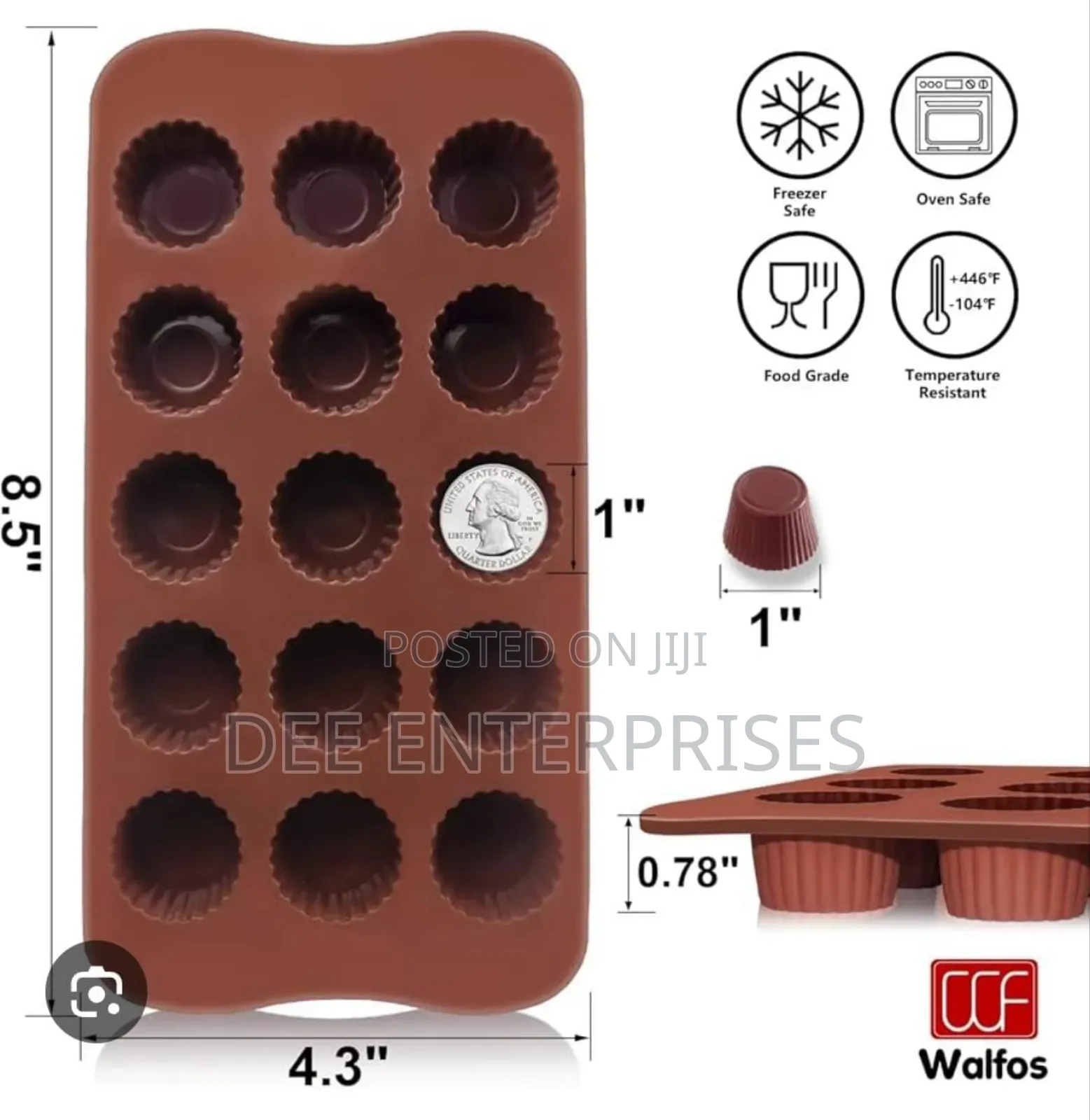 15 Slot Chocolate, Candy, Ice Cream or Ice Cubes Silicone Moulds