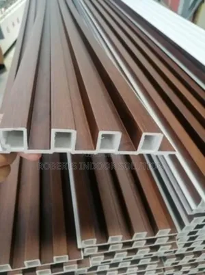 Warm Brown Fluted Wall Design 0.16x2.9 Meters Uses Glue