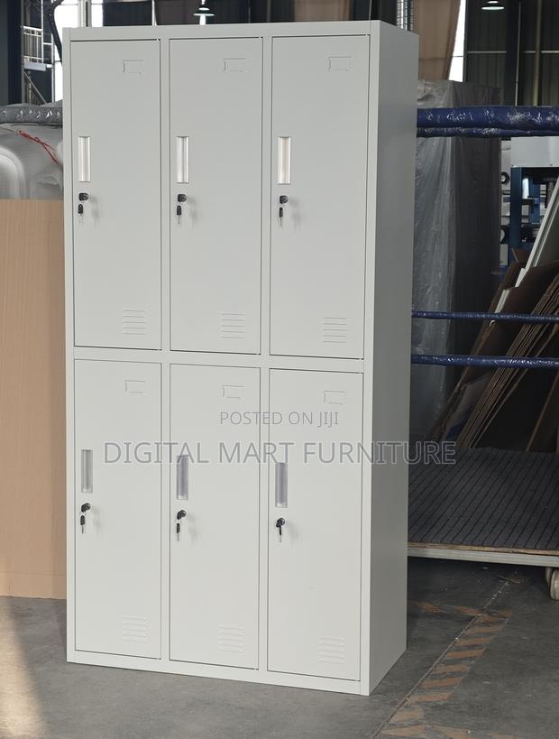 Office Cabinet: 6 Door Employee White Cabinet