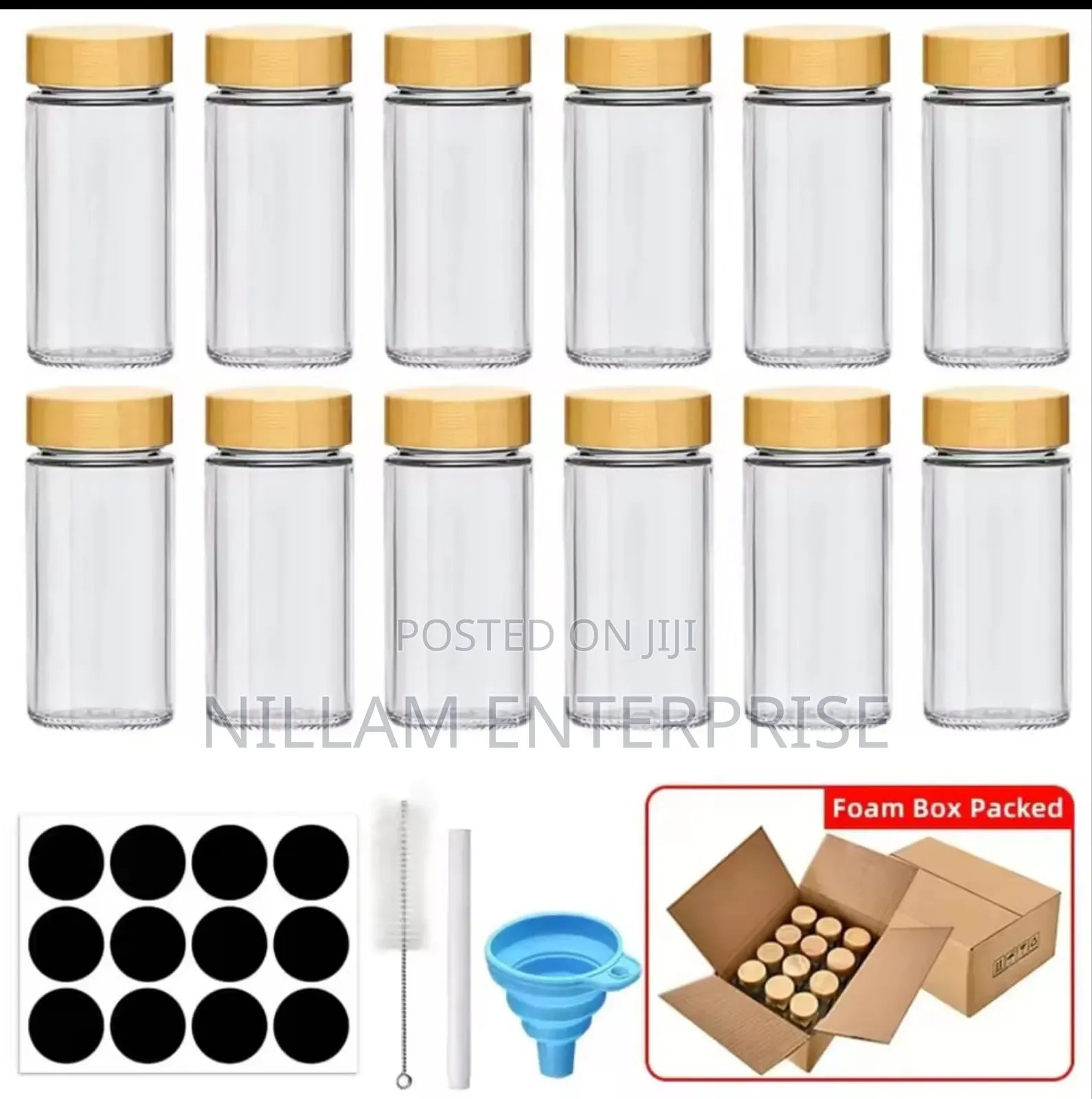 15pcs Set Premium Thick Glass Storage /Spice Jars