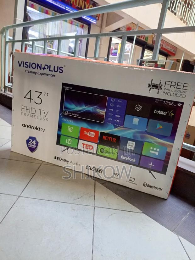 Vision Plus 43" Frameless FHD Smart Android Tv With Free Wall Mount