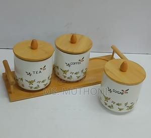 Elegant 3 Pc Canisters With a Bamboo Tray - thumbnail 2