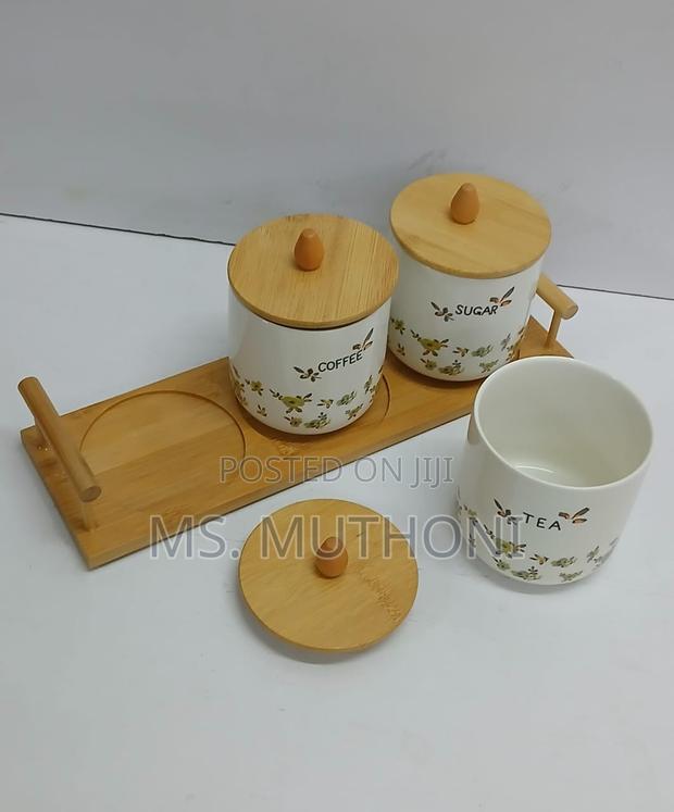 Elegant 3 Pc Canisters With a Bamboo Tray - thumbnail 4