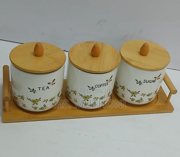 Elegant 3 Pc Canisters With a Bamboo Tray - thumbnail 5