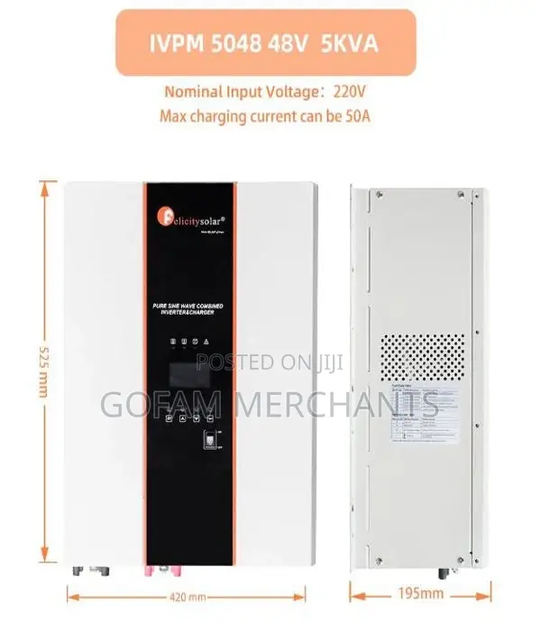 Felicity 5kva Hybrid Solar Inverter | 48v Low Frequency Ivpm5048