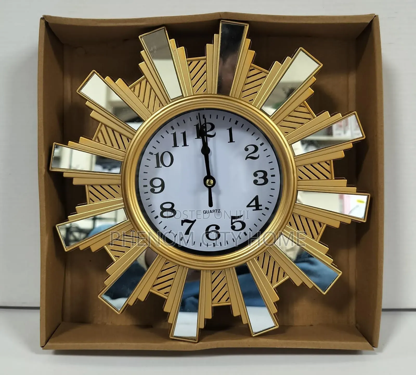 25cm Sunburst Wall Clock Decor
