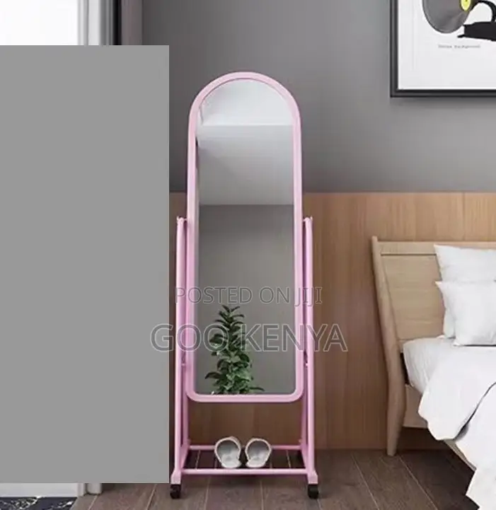 Home Mirror; Movable Wheels 3d Mirror With Large Reflective Surface