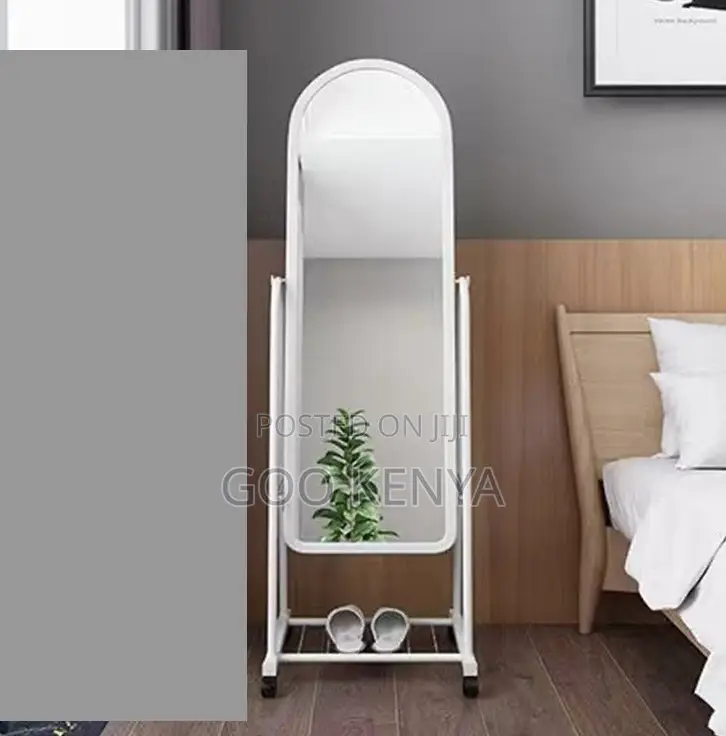 Home Mirror; Movable Wheels 3d Mirror With Large Reflective Surface
