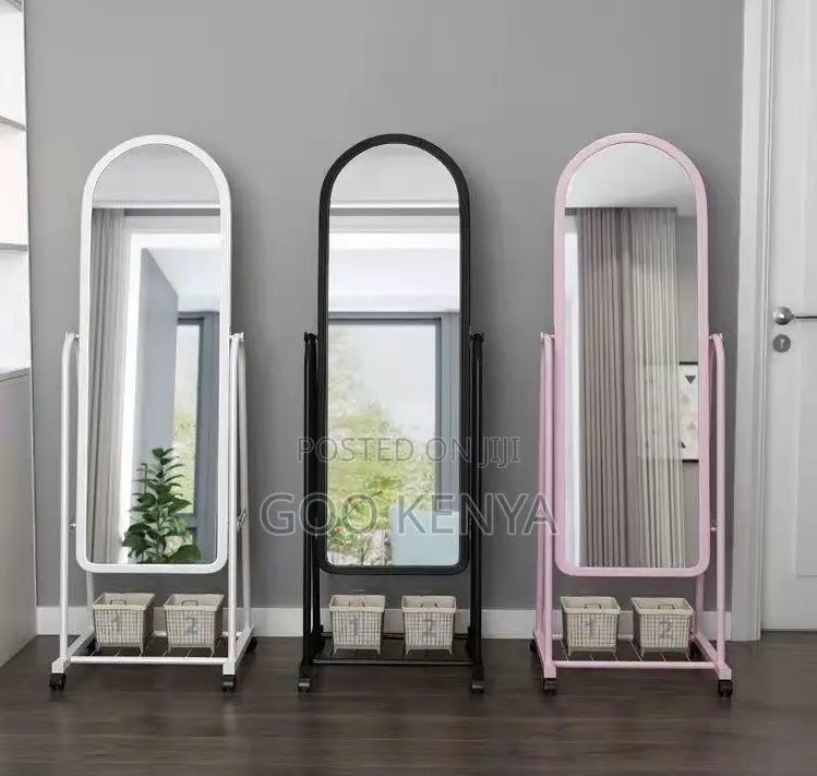 Home Mirror; Movable Wheels 3d Mirror With Large Reflective Surface