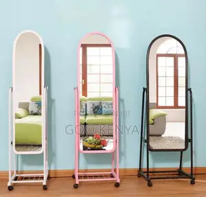 Home Mirror; Movable Wheels 3d Mirror With Large Reflective Surface