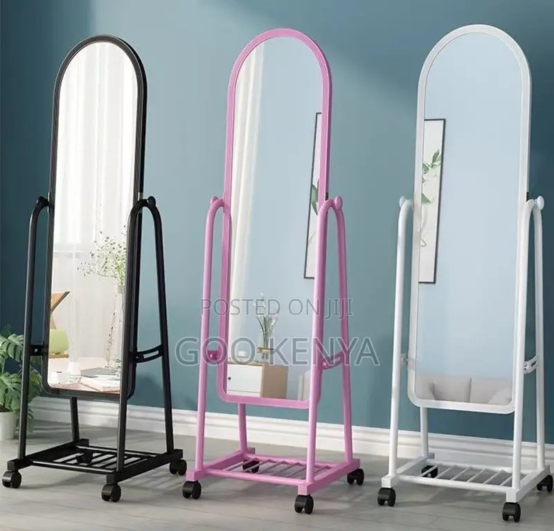 Home Mirror; Movable Wheels 3d Mirror With Large Reflective Surface