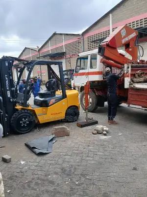 Trailer With Crane Ready for Delivery of Goods