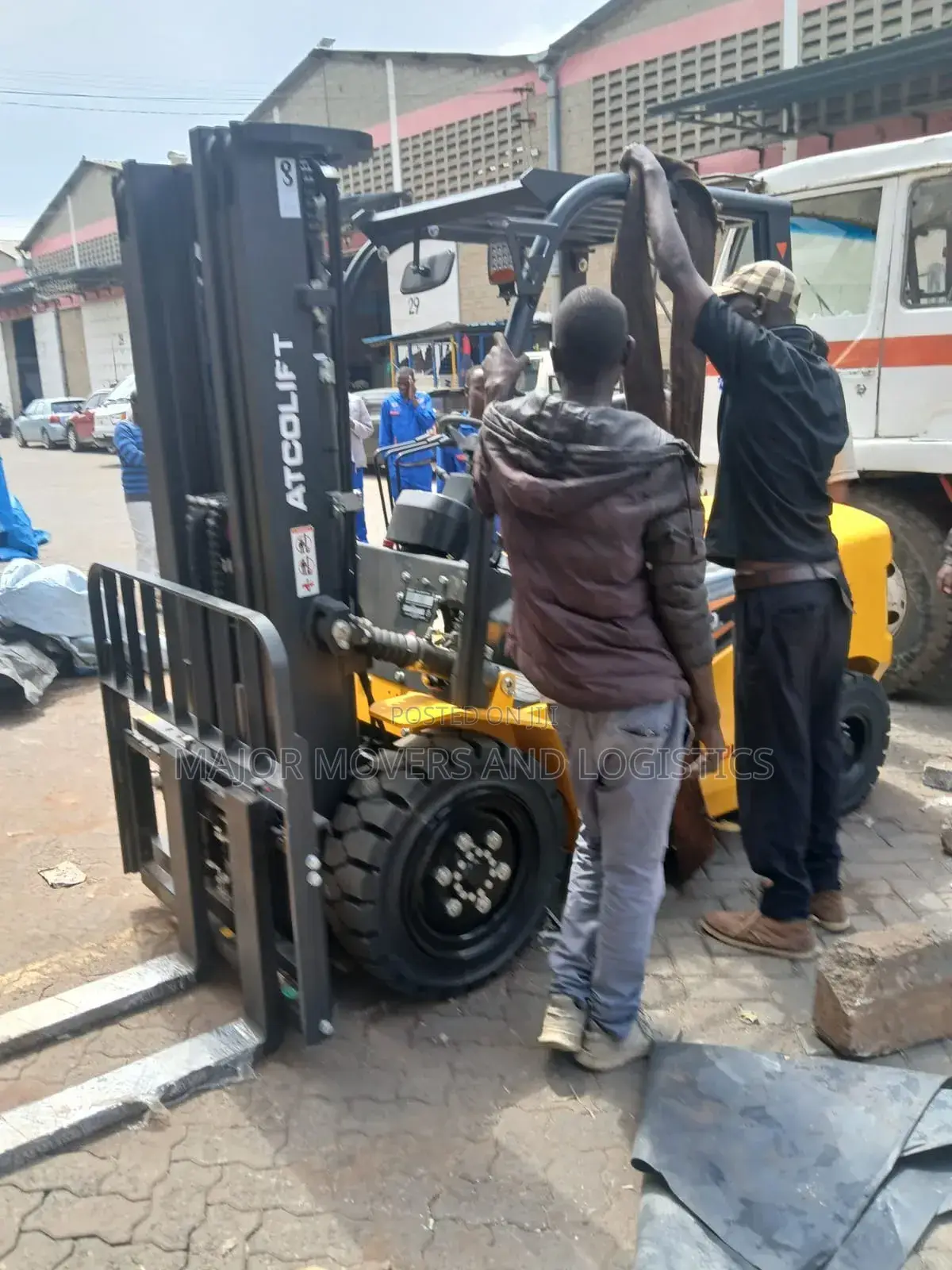 Flatbed Trailer With Crane Are Ready for Transportation