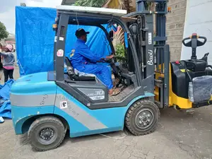 Flatbed Trailer With Crane Are Ready for Hoisting and Transportation