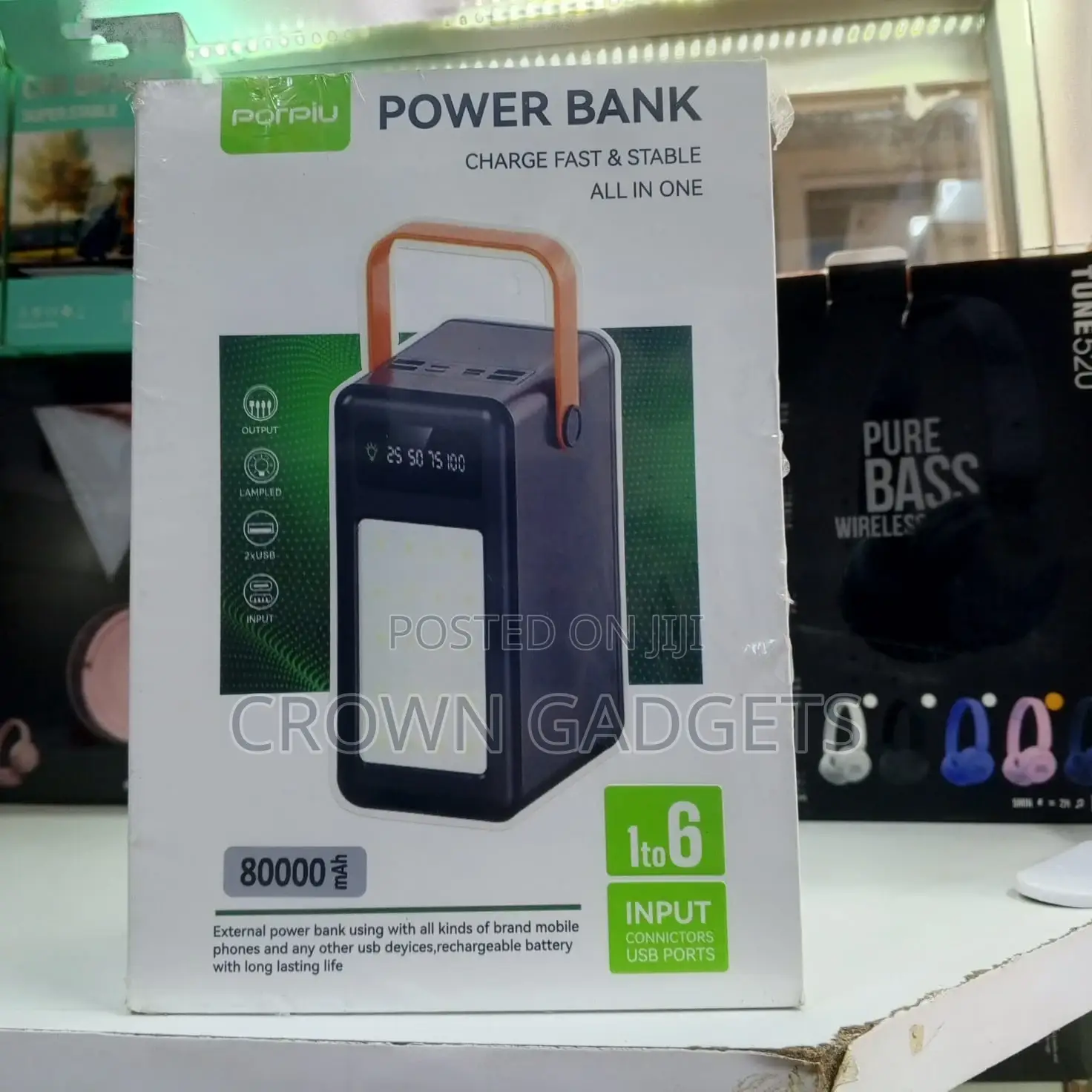 Porpiu 80000mah Fast Charge Power Bank With Led Flashlight