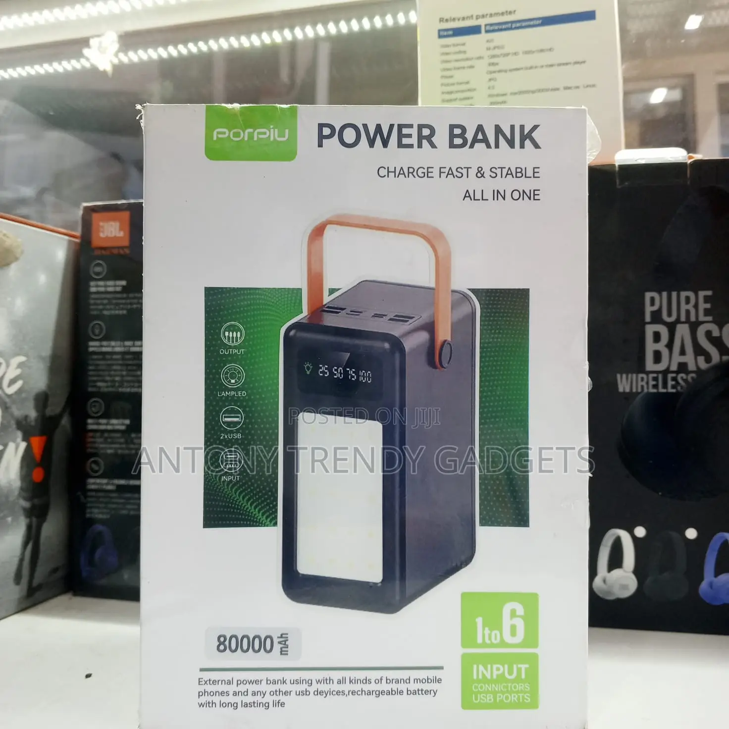 All-in-one Porpiu 80000mah Power Bank With Flashlight