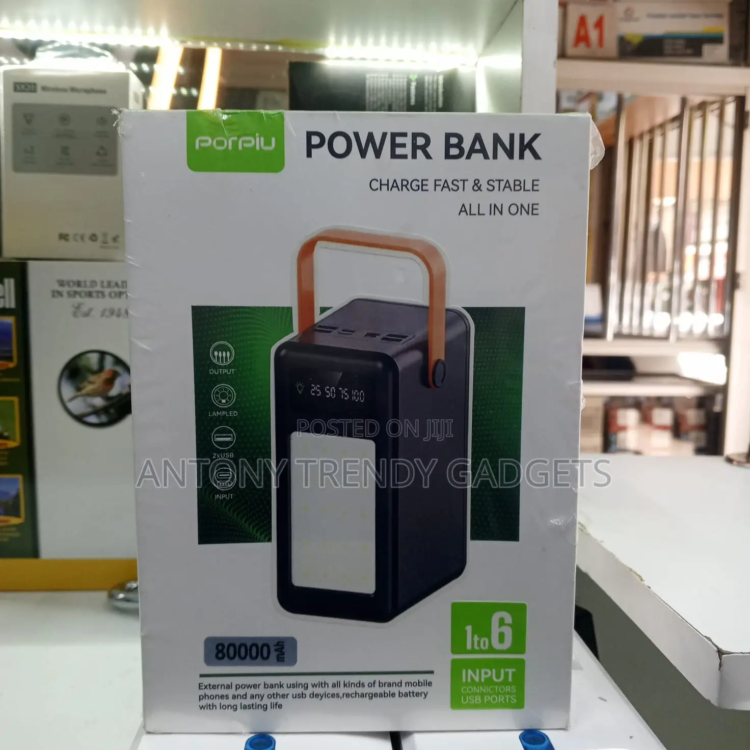 Porpiu Portable 80000mah Power Bank – Led Lamp & Display